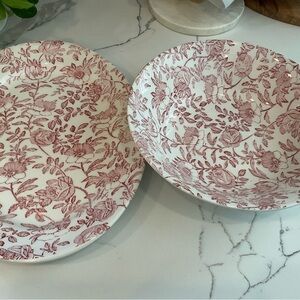 Floral Red and White Dinner Plate